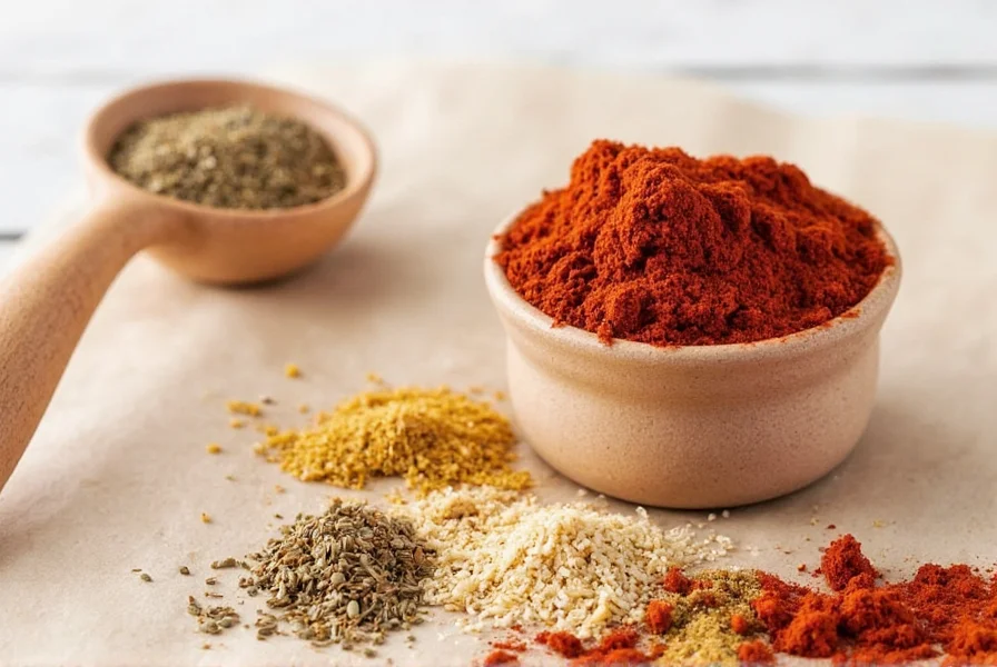 Jars of mace spice on a kitchen shelf