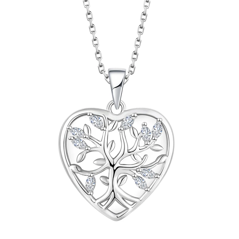 

Personalized Custom OEM Women Memory Cubic Zirconia 925 Sterling Silver Tree Of Life Heart Photo Picture Locket Pendant Jewelry