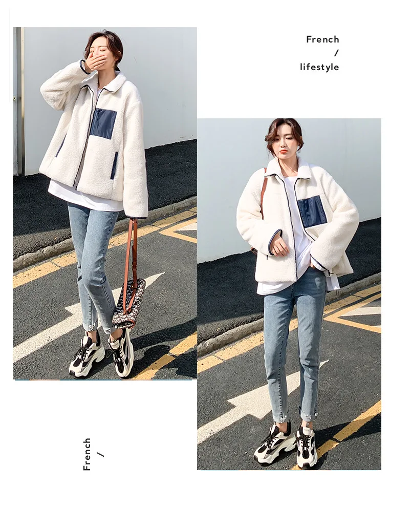 

Wholesale Korea stylish new coming winter sherpa polyester fleece coat jacket