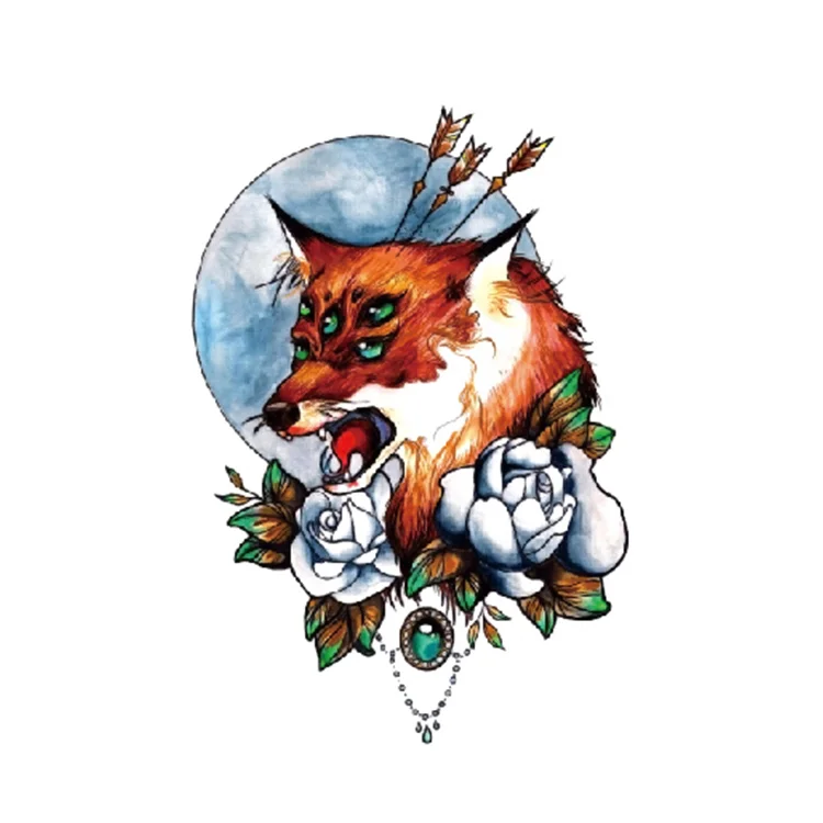 

Newest skin safe personalized fox Waterproof intimate tattoos sticker, Cmyk