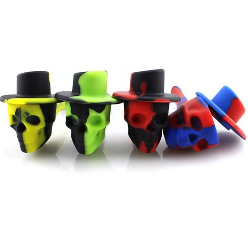 

Silicone Creative Sk-ull Smoke Pipe Unbreakable Ghost Hat Smoking Accessories, Red-black/red-blue/yellow-black/green-black