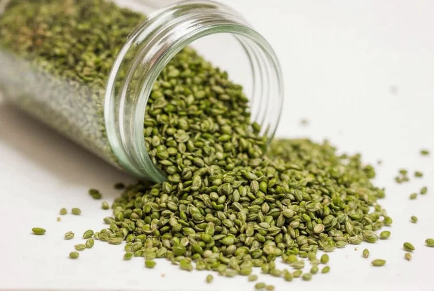 Spice jar collection including coriander seeds