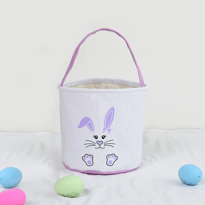 

2022 Easter Gifts Wholesale Kids Blanks Canvas Bag Sublimation Bunny Easter Basket, Multi
