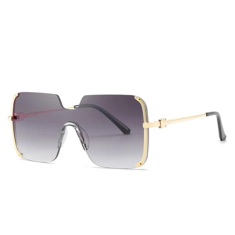 

2022 Fashion Oversized One Piece Frameless Studded Luxury Gradient Women Sunglasses Custom Logo Men's Trend Sun Eye UV400