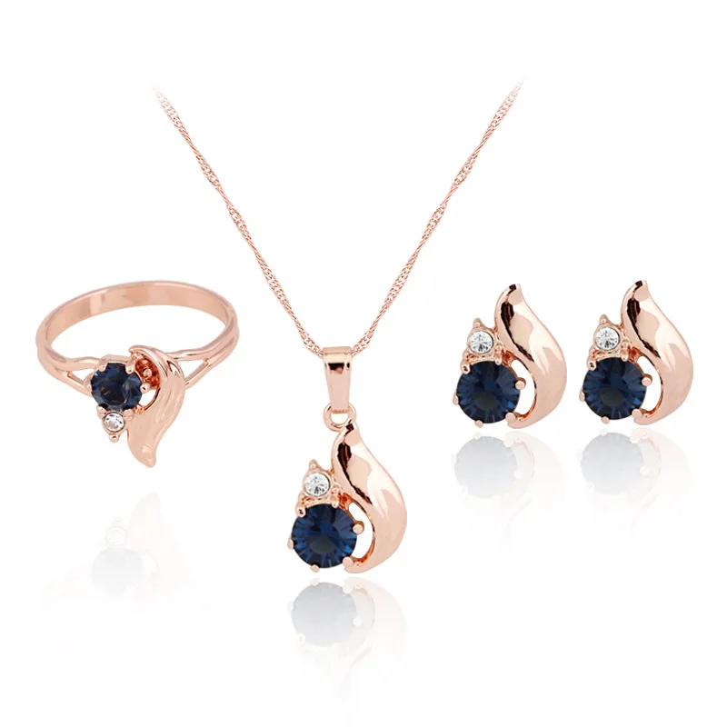 

Three-piece Set of foreign trade necklace earrings ring clover italian plated set 18k gold dubai jewelry sets, Ca100-a