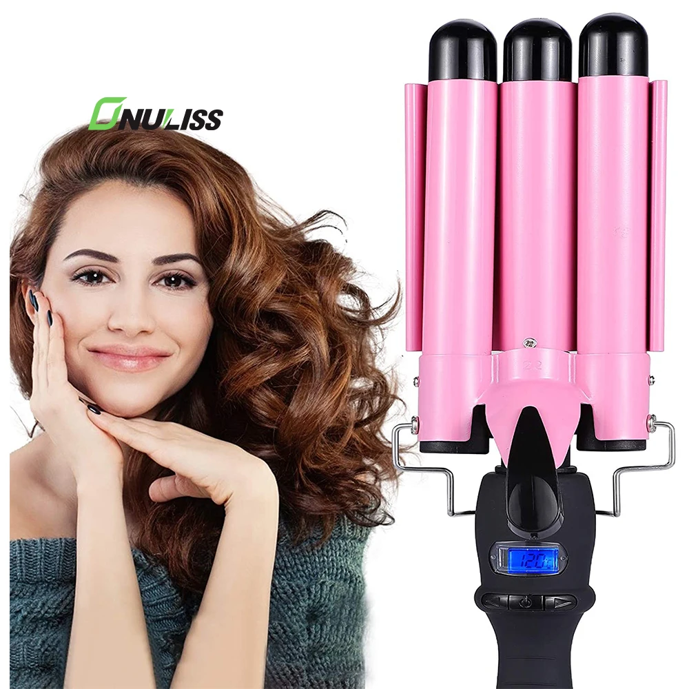 

Portable Private Label Automatic Rotating Hair Curler Rollers Cordless 3 Barrel Hair Curling Iron Auto Wireless Hair Curlers