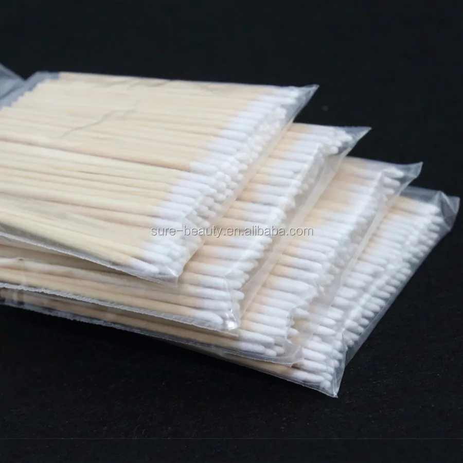 

Disposable one Head Cotton Swabs pointed sharp tip wooden stick cotton swab