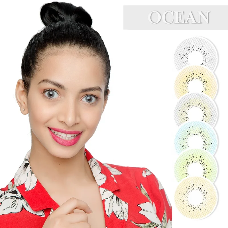 Freshgo ocean series wholesale natural looking hazel green colored contacts sparkle eye contact lenses