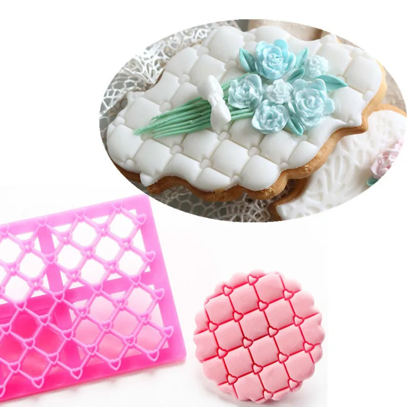 

New Design Heart Love Shape Fondant CupCake Embosser Cutter Mold Icing Embossing Biscuit Sugar Craft Cake, As photo