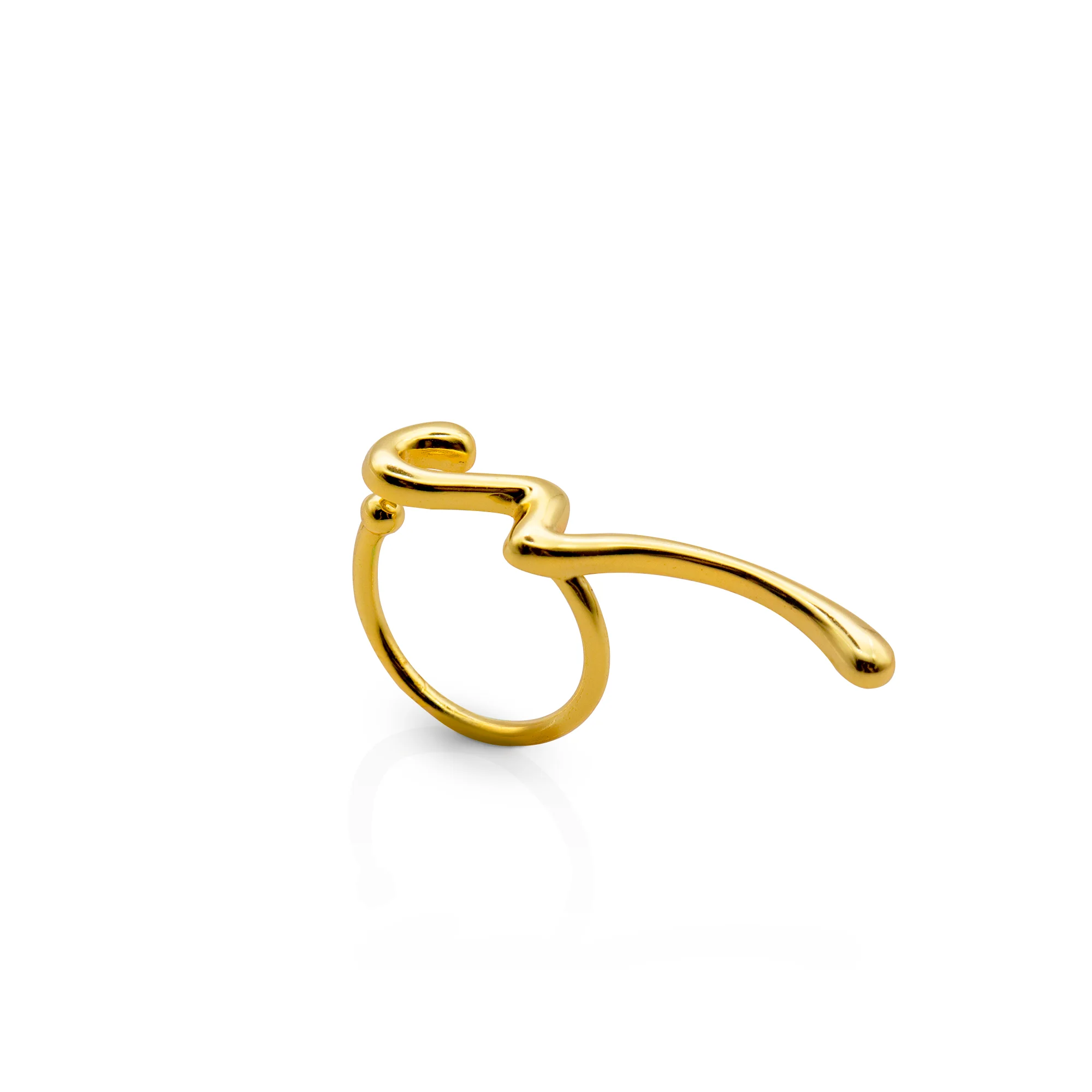 

Chris April 925 silver 18k gold plated exaggerated wave minimalist ring, Yellow gold and white gold