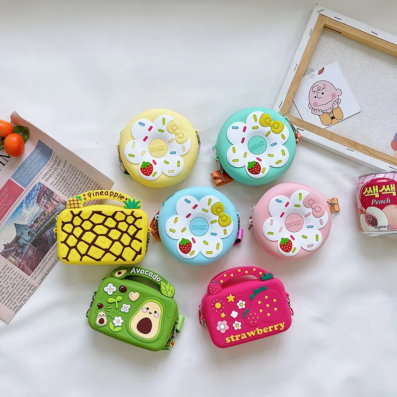 

Silicone corss body hand bag donut coin purse with flower