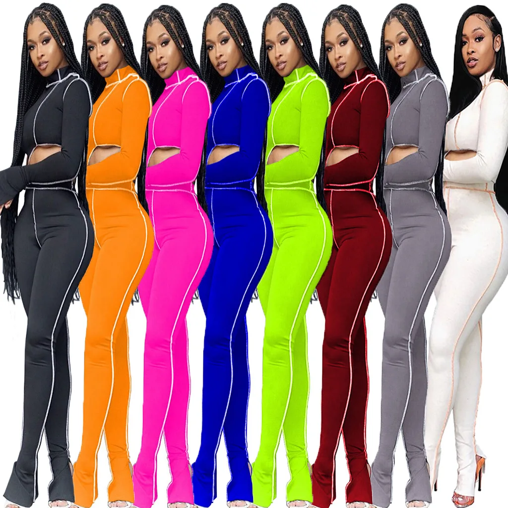 

M2053 Hot sell china factory supply new fashion fall slim women sets irregular 2 pieces clothes women bodycon line sexy women