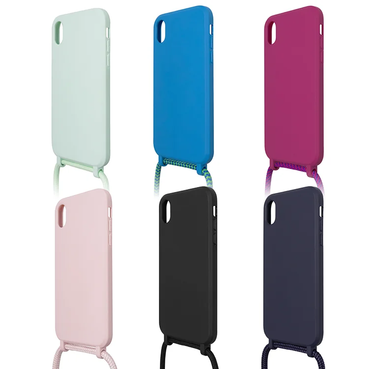 Factory New Straight Edge Slim Candy Color Solid Soft TPU Chain Strap Plain Phone Case For iPhone 14 13 12 Pro Max