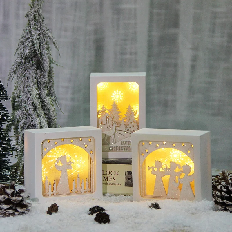 

decoration gift home accessories craft gifts decoracion de hogar ABS frame lantern lamp wooden paper cut light box, White