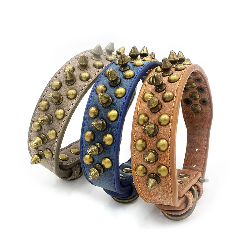 

Pet Accessories Wholesale China Four Rows Of Spiked Pet Collar Anti-Bite Rivet Pu Leather Dog Collar, Picture