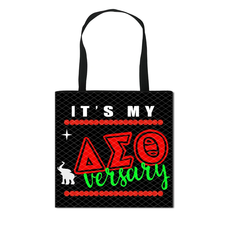 

Delta Sigma Theta Prayer Tote Bag Women Handbag Large Capacity Storage Bags Foldable Easy To Carry Canvas Bag Sister Gifts, Black