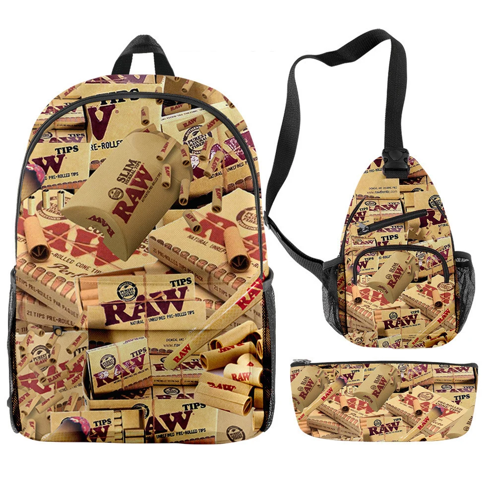 

High Quality 3Pcs Wearable Waterproof Cookie Backwoods Backpack Bags Set Custom 3D Printed