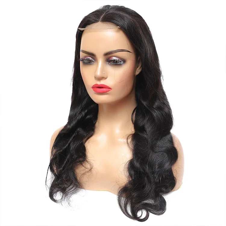 

Bodywave virgin human hair lace closure wigs loose wavy wig, 1b natural black
