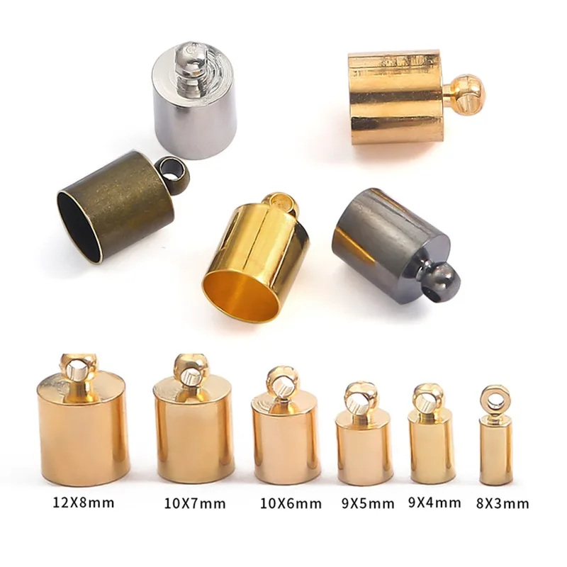 

50pcs/bag cheap round metal bead end cap jewellery bracelet connector end caps for leather cord jewelry findings making