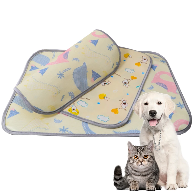 

COLLABOR Sherina Print Dog Cool Mat Printing Pet Cool Pad Recycling Non Toxic Comfort Printed Cooling Pet Gel Mat, Yellow, pink, blue