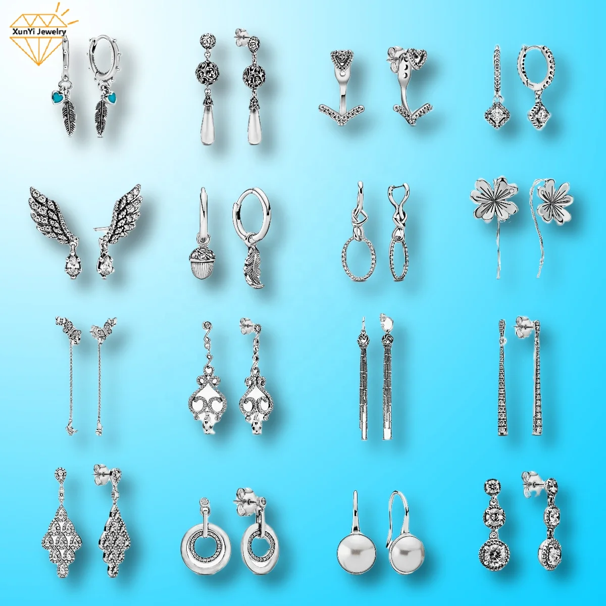 

Wholesale Silver Color Silver Jewelry Main Material 925 Sterling Silver Earrings
