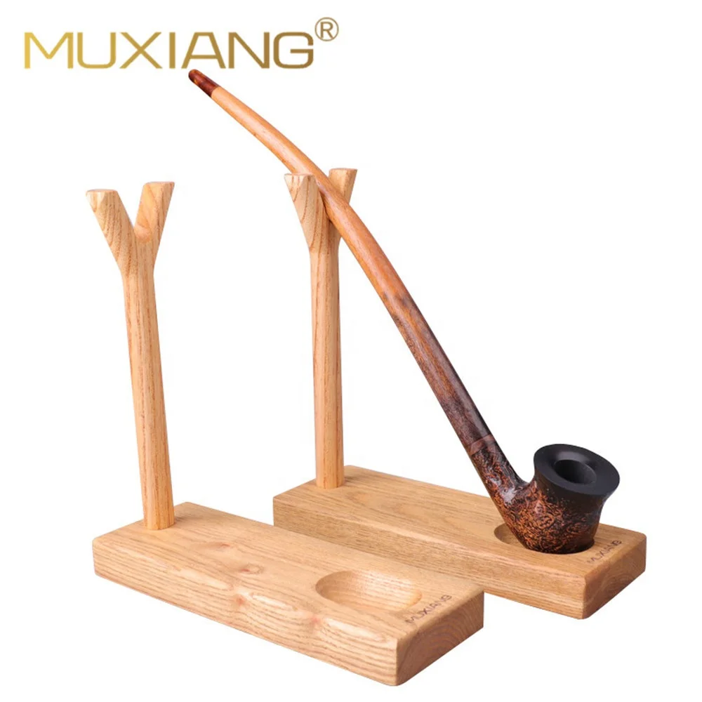 

MUXIANG Wooden Pipe Rack Special for Churchwarden Tobacco Pipe Stand One Seat Smoking Pipe Holder, As picture