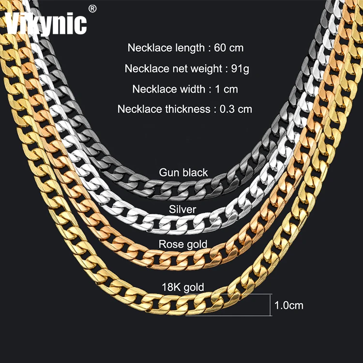 

Stainless Steel Cuba Chain Necklace For Men Women Curb Cuban Chain Black Gold Silver Color Punk Choker Jewelry