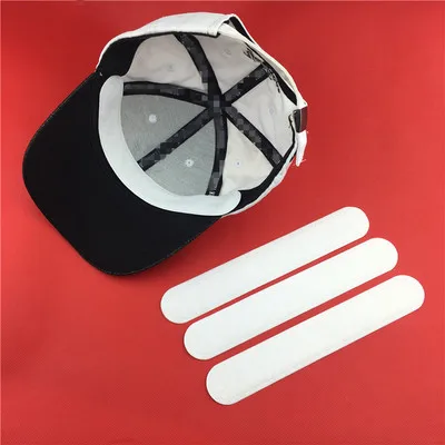 

E1490 Hot Sale Absorbent Pads Absorb Sweat Stick Band Self - Adhesive Sweatband Protection Baseball Cap Hat Disposable Sweatband, White and black