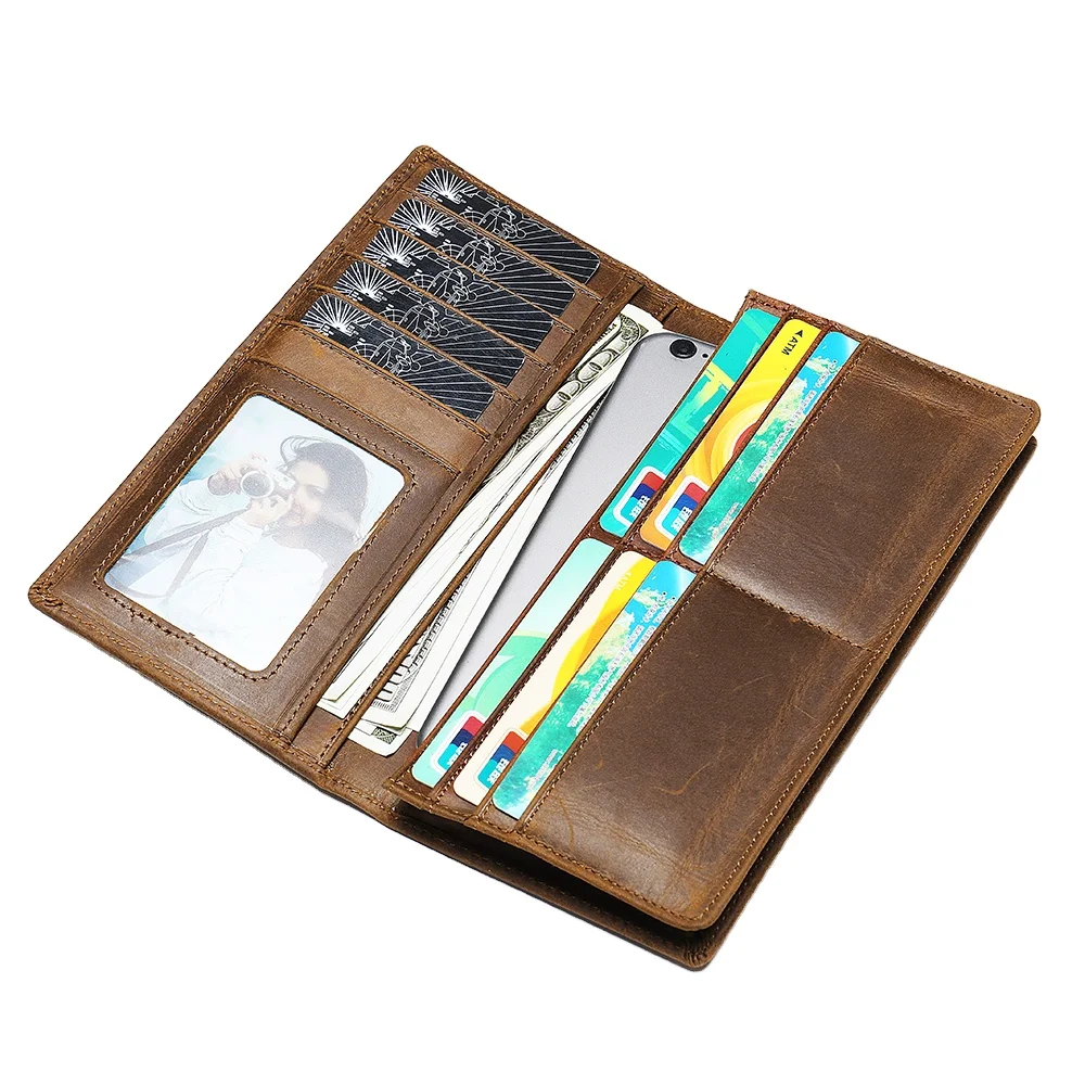 

Marrant 7126 Fashion Custom Black Long Zipper Purses Saffiano vintage wholesale Genuine Leather Wallet, Coffee, brown,black