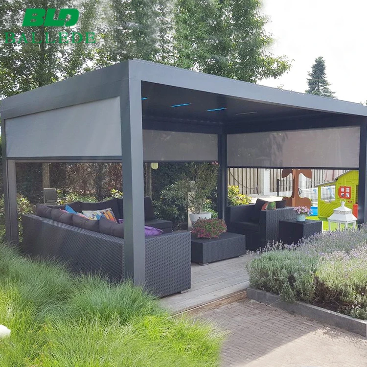 

Remote control gazebo outdoor terrace garden metal pavilion pergola for sale, Refer to ral colors swatch or customized colors available