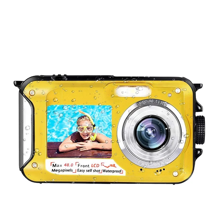 

2.7K Ultra HD Waterproof Video Camera Dual Screen and Self-timer Waterproof 10ft Digital Camera