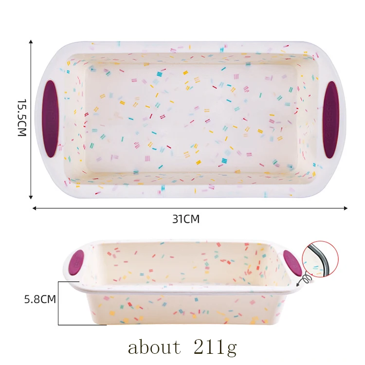 

0936 Non-stick BPA-free rectangular silicone bread mousse baking cake mold baking tray, Candy colors