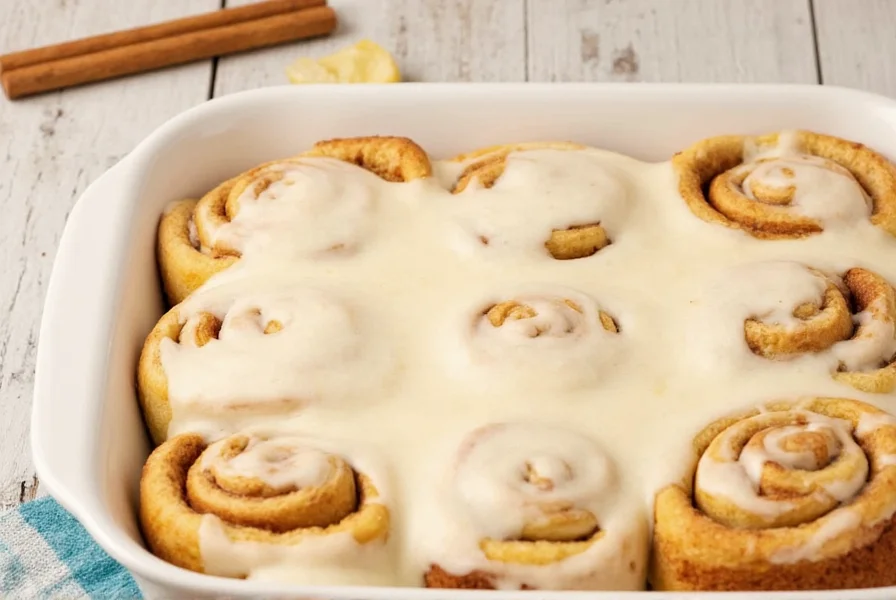 Step-by-step process of making homemade cinnamon roll icing in a white bowl with whisk, showing smooth texture