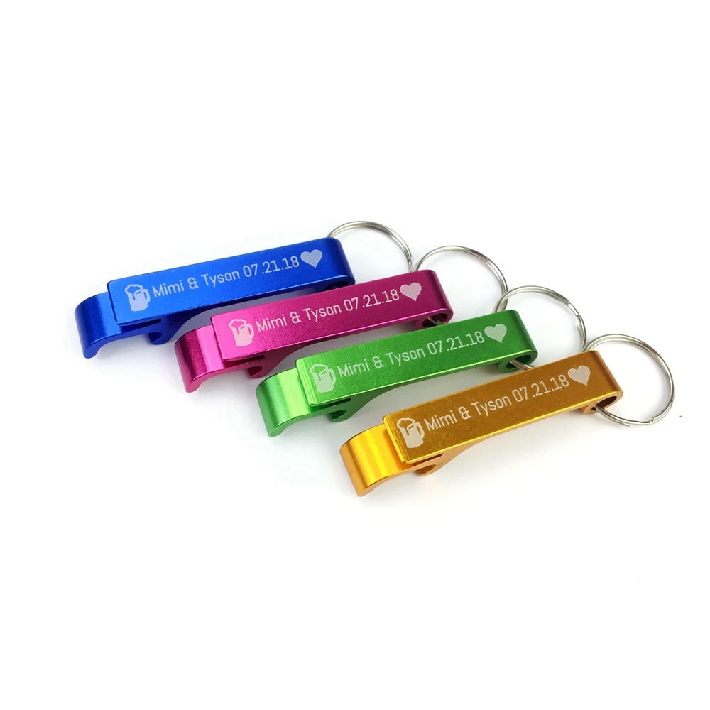 

Mini Promotional Hot Sale Cheap Colorful Aluminium Metal Custom Logo Metal Beer Bottle Opener Keychain Keyrings, Customized