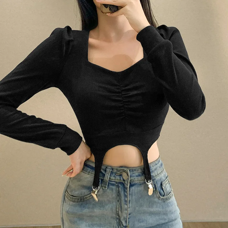 

2020 new arrivals autumn design women simple long sleeve fashion crop top