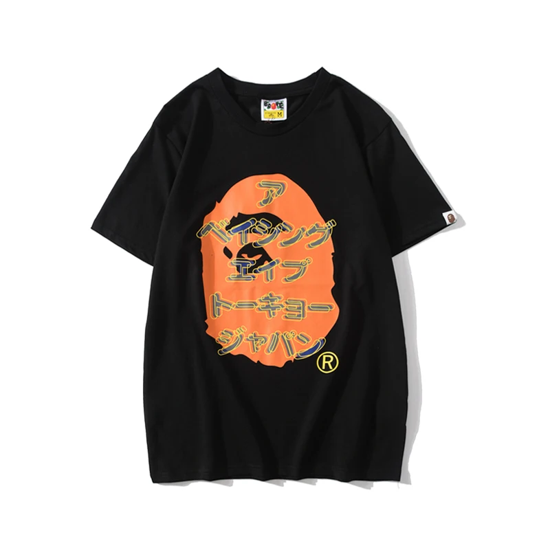 

Summer comfortable BAPE man head Katakana men and women's T-shirt cotton high quality short sleeve wholesale custom