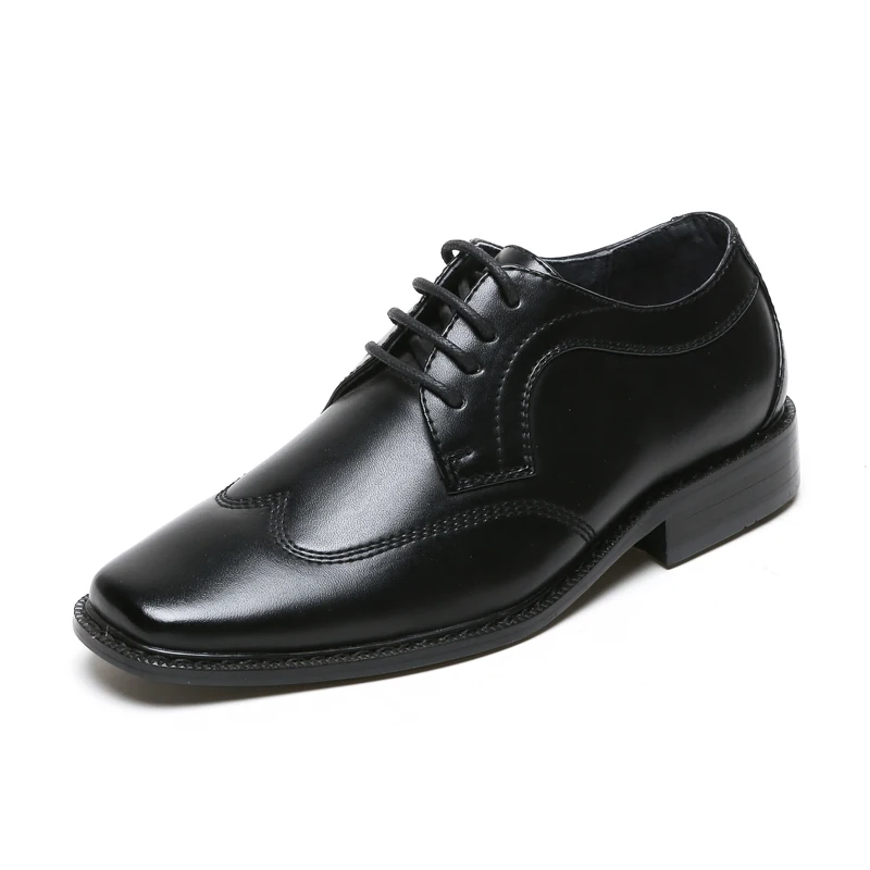 

Students performance children's dress boy's black PU leahter uniform shoes, Black, other color according by customer request