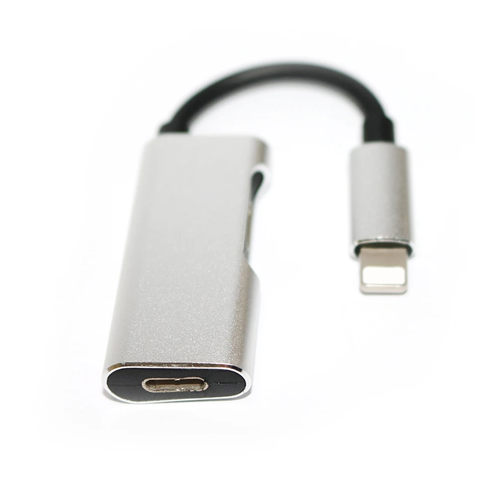 

Factory Private Mold, 8-pin to 8-pin headphone jack adapter for lightning Apple charging cable adapter, Black silver