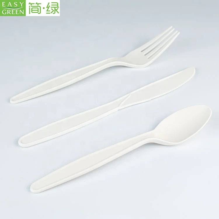 

100% Compostable Forks Spoons Knives bio Cutlery Combo Set, Natural