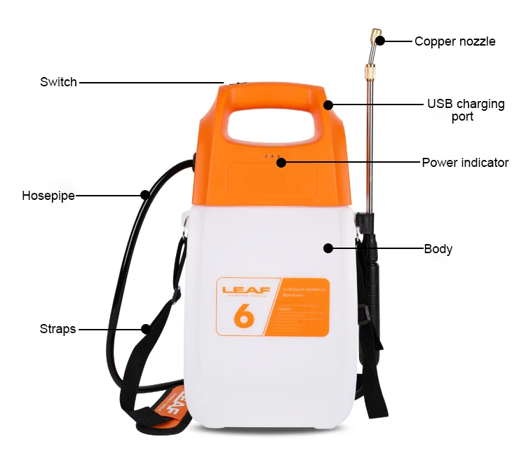 

Agriculture Lithium Battery Shoulder Sprayer Pump 6L Plastic Portable Fogging Machine Sprayer Electrical