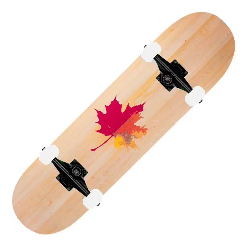

Custom Good Load Bearing 7 Layer Maple Wood Black Sand Pu Wheel Skateboard Deck Wood Off Road Skateboard, Customized color