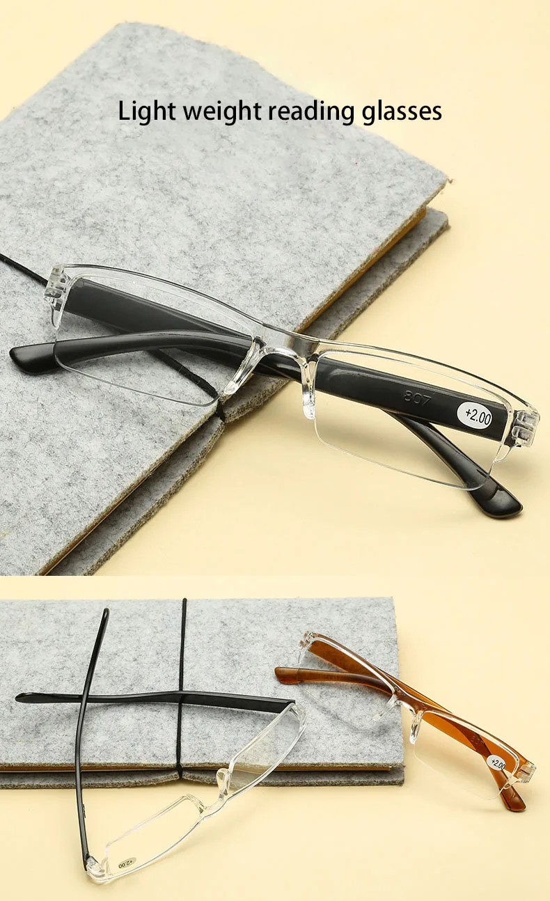 5 Colors Fashion Eyeglass Frames Reading Lightweight Rimless Reading