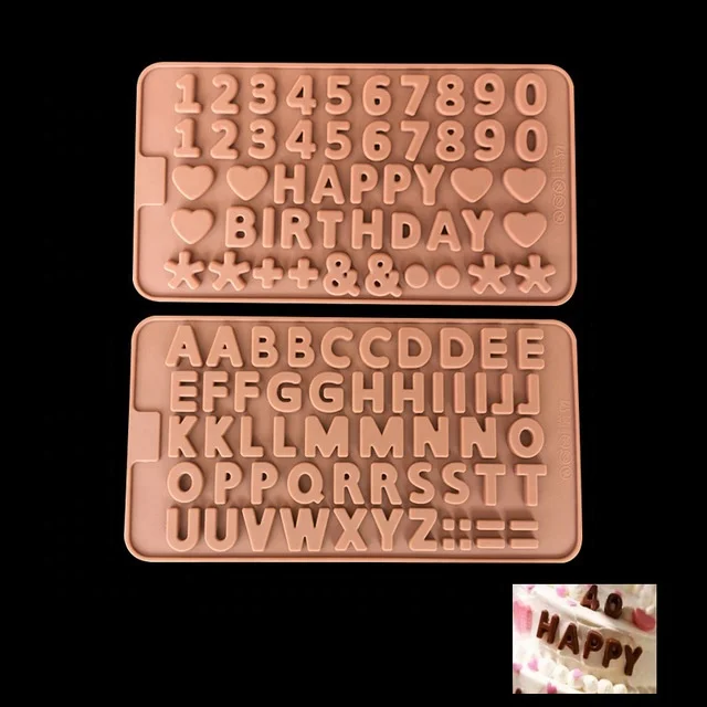 

Food Grade Silicone Happy Birthday Chocolate Chips Fondant Chips Cake Accessories DIY Easy Demoulding Chocolate mould Silicone, Chocolate color