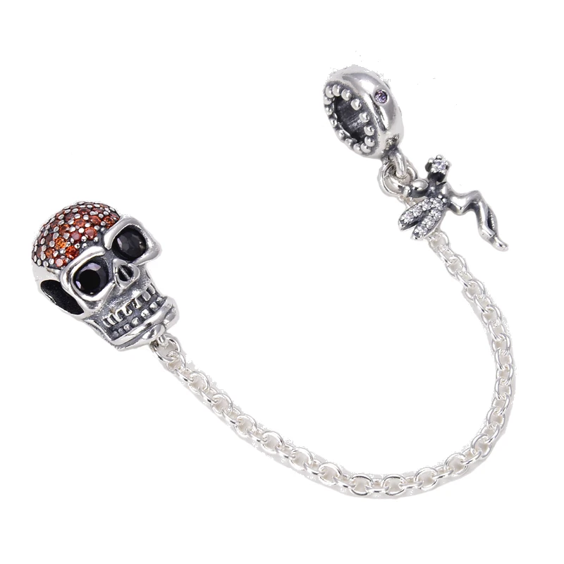 

Fashion s925 Silver Charm Pendant Safety Chain Bead Fit Original DIY Charms Bracelets Chain Bangle Gift