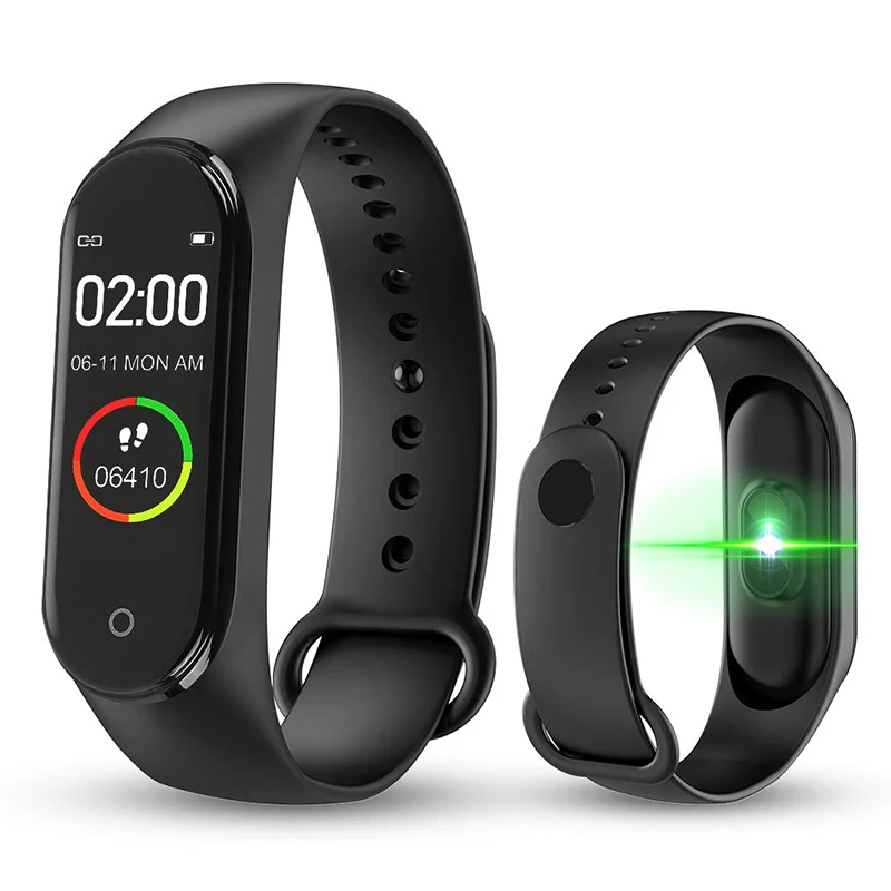 

2019 NEW Health Fitness Tracker Watch M4 Smart Bracelet with Heart Rate Monitor Calories Call Reminder, Black red blue