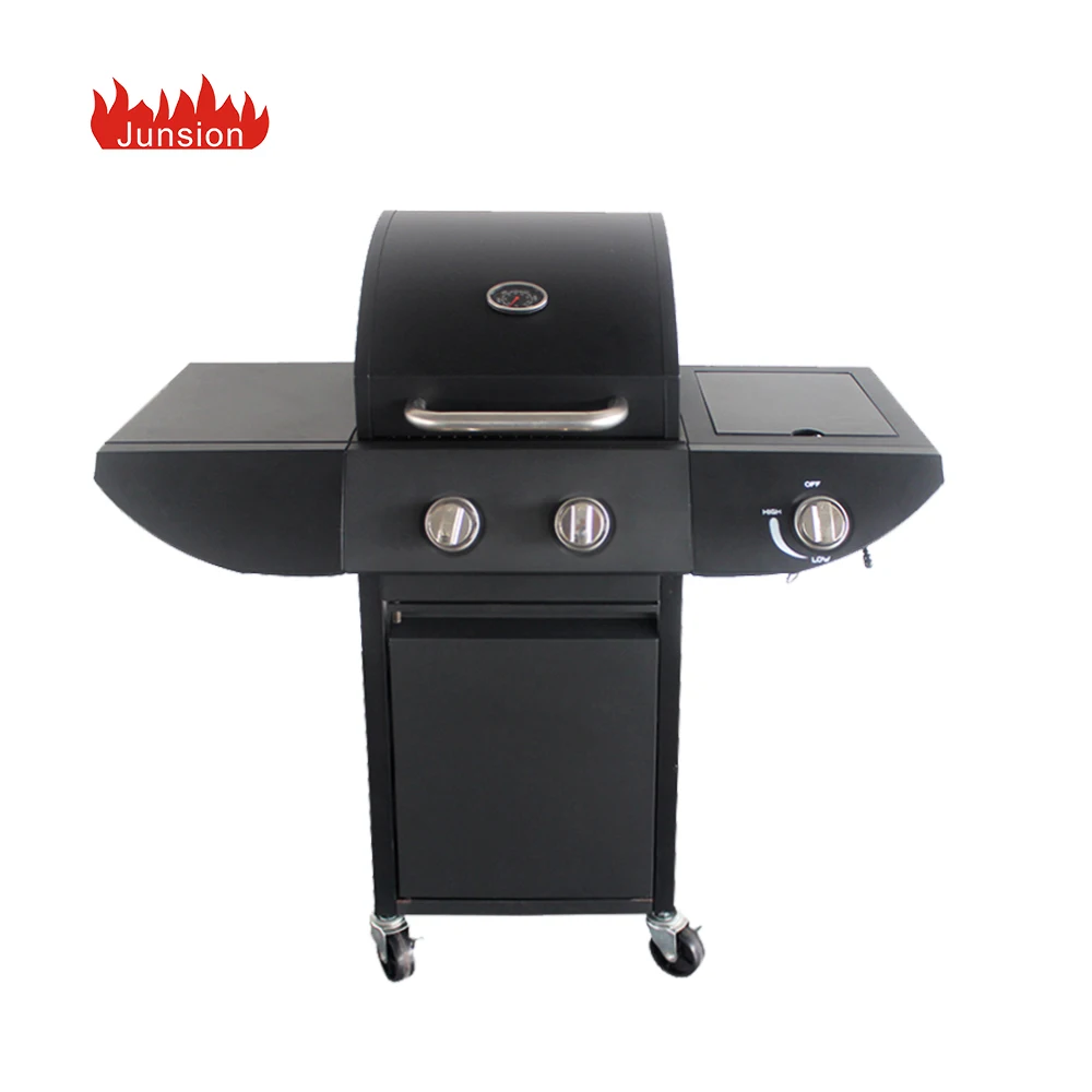 Outdoor Powder Coated Steel Cart Smokeless Professional 2 Burner Gas