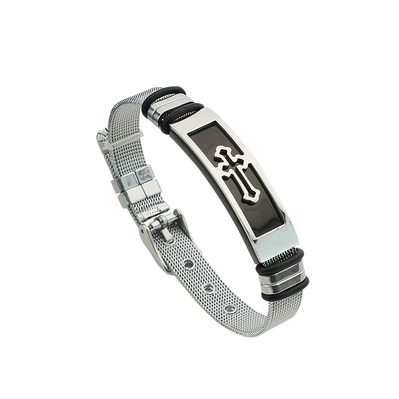 

Crucifix Bracelets Fashion Jewelry Silver Bracelets Men Stainless Steel Charm bracelet