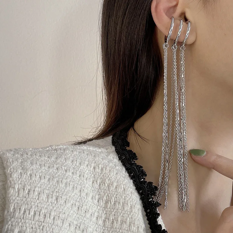 

Premium tassel long ear loop for women in Europe and America without ear holes ear clip