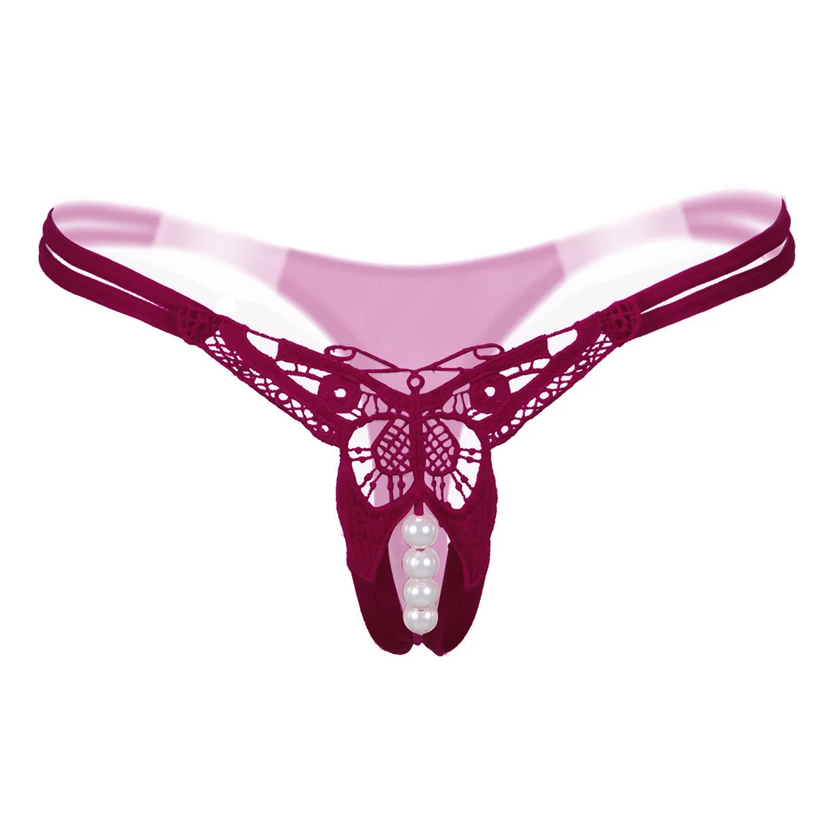 

butterfly embroiedery Thongs With Hollow Out Women's Panties Underwear Spandex Thongs with pearl