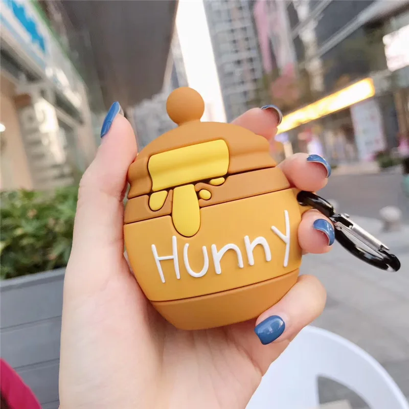 

Cute Cartoon 3D Hunny Can Bottle Silicone Character Designs For Air Pods Cover For Apple Airpods 1 2 pro Case